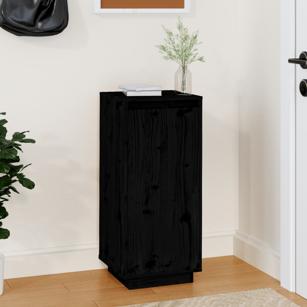 vidaXL Shoe Cabinet Black 13.8"x13.8"x31.5" Solid Wood Pine