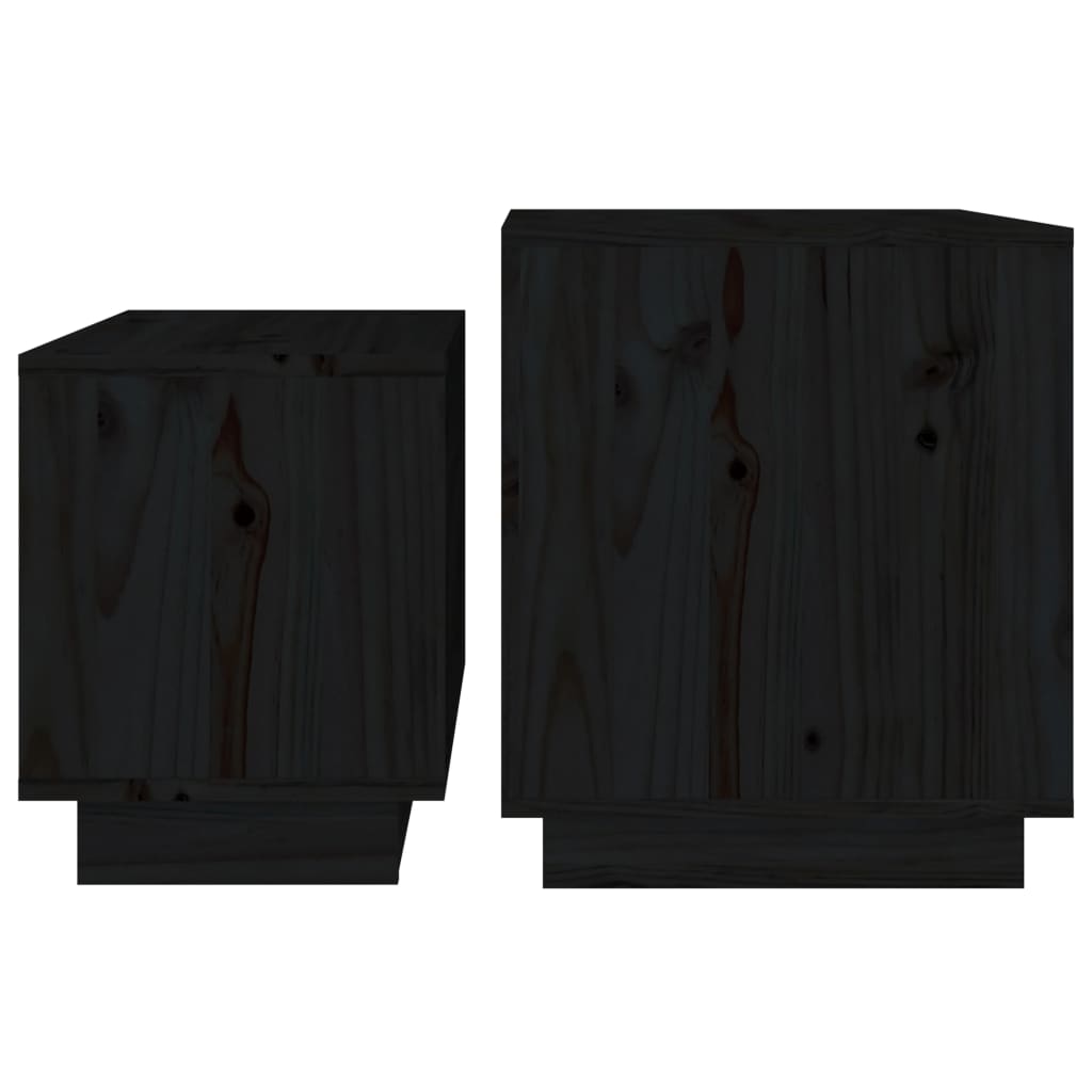 vidaXL Nesting Coffee Tables 2 pcs Black Solid Wood Pine