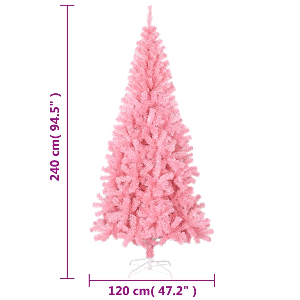 vidaXL Artificial Christmas Tree with Stand Pink 8 ft PVC