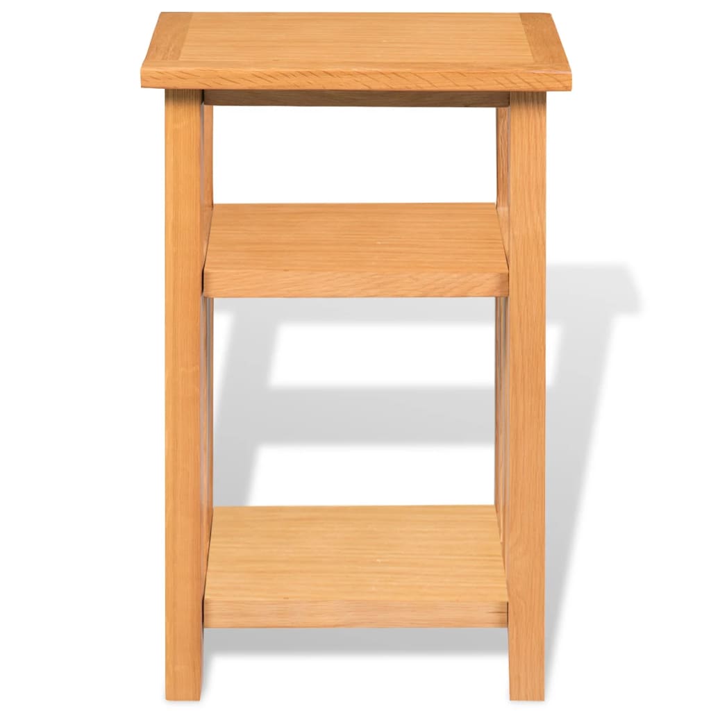 vidaXL End Table with Magazine Shelf Solid Oak Wood 10.6"x13.8"x21.7"