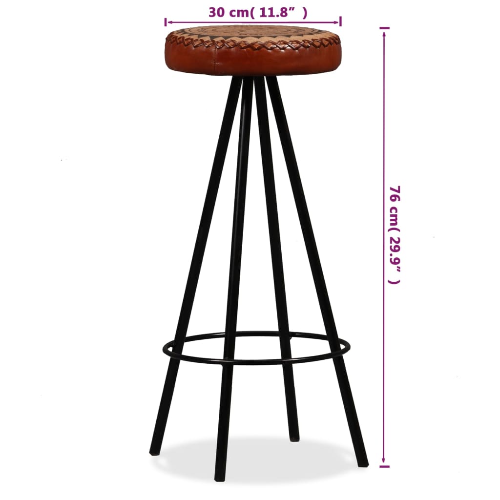 vidaXL Bar Stools 2 pcs Real Leather