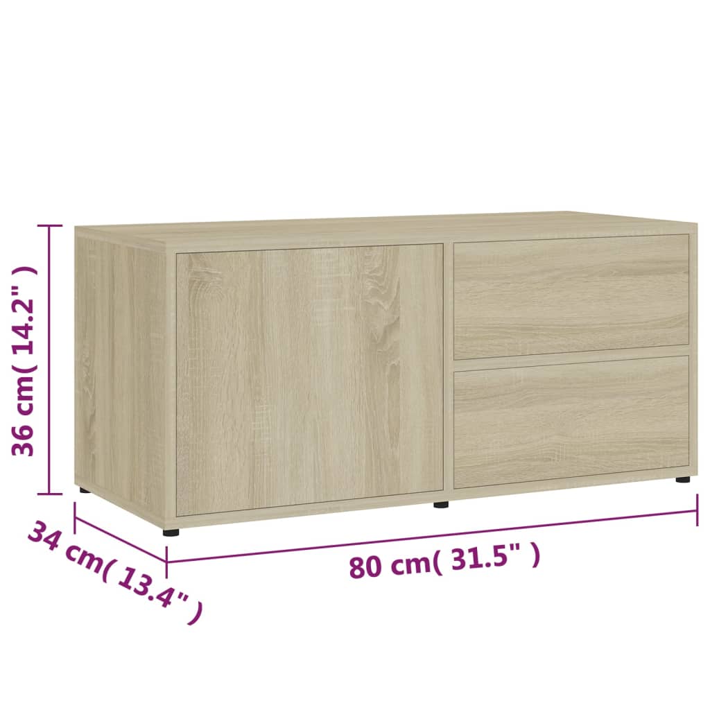 vidaXL TV Cabinet Sonoma Oak 31.5"x13.4"x14.1" Chipboard
