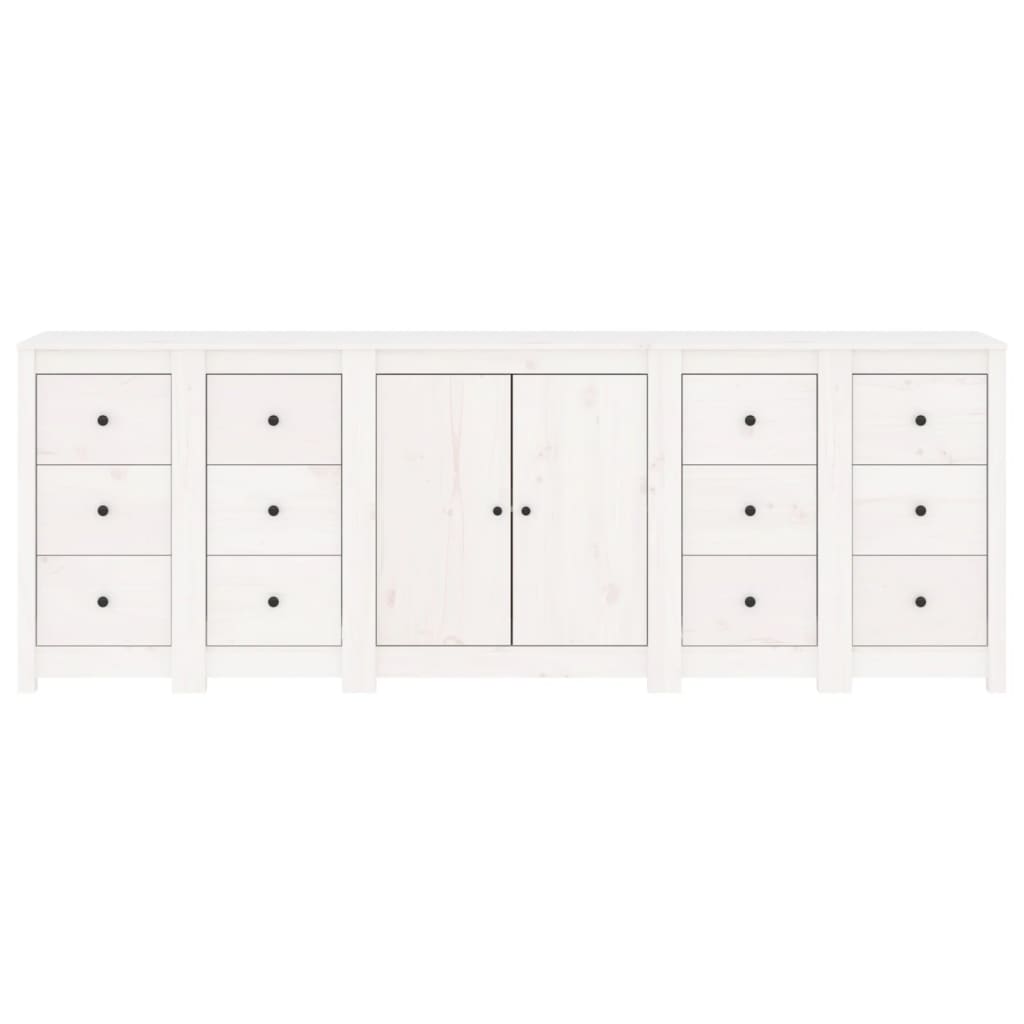 vidaXL Sideboard White 90.6"x13.8"x31.5" Solid Wood Pine