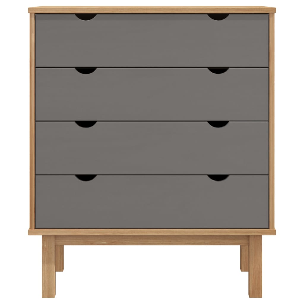 vidaXL Drawer Cabinet OTTA Brown&Gray 30.1"x15.6"x35.4" Solid Wood Pine
