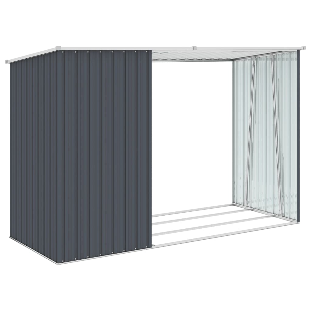 vidaXL Garden Firewood Shed Anthracite 96.5"x38.6"x62.6" Galvanized Steel