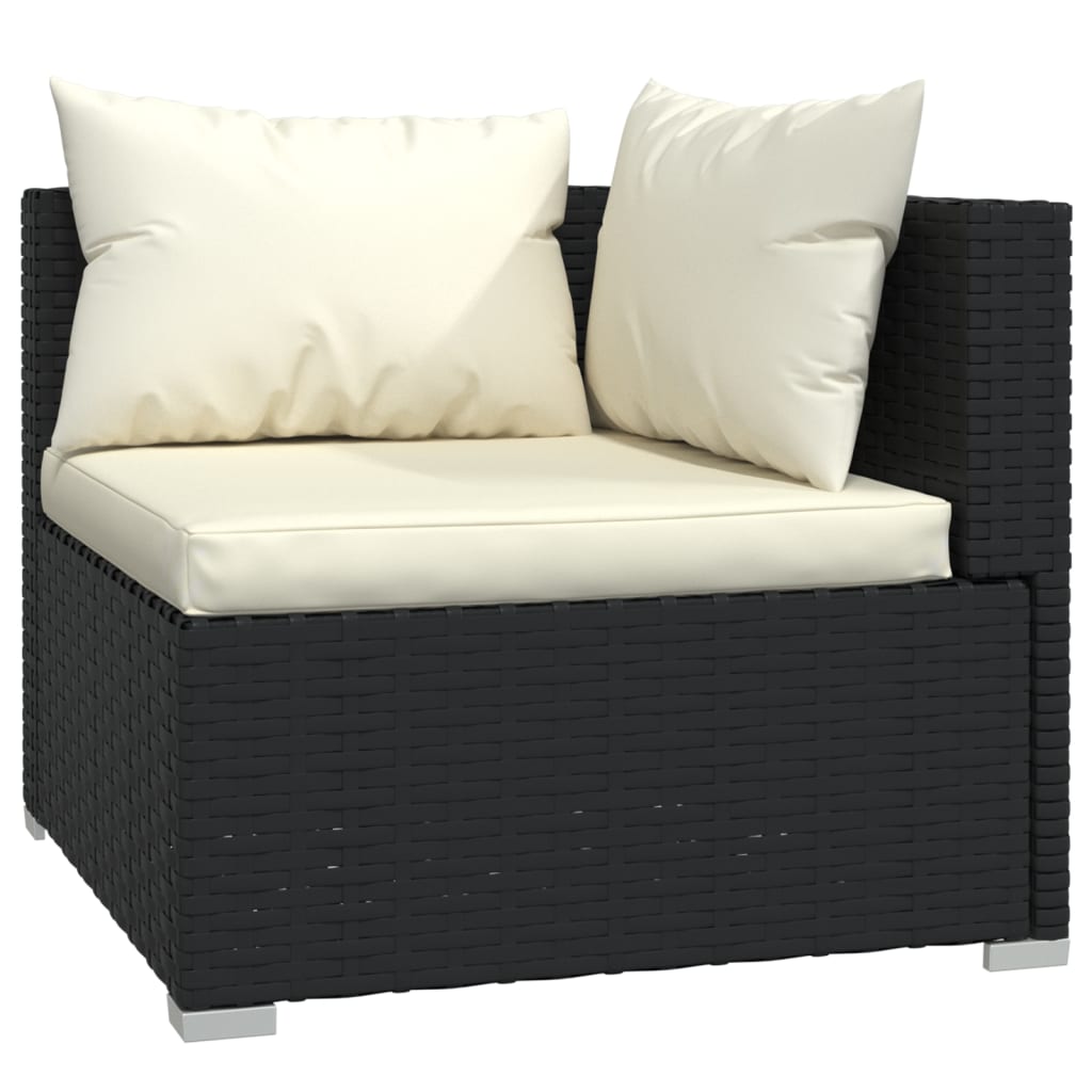 vidaXL 6 Piece Patio Lounge Set with Cushions Poly Rattan Black