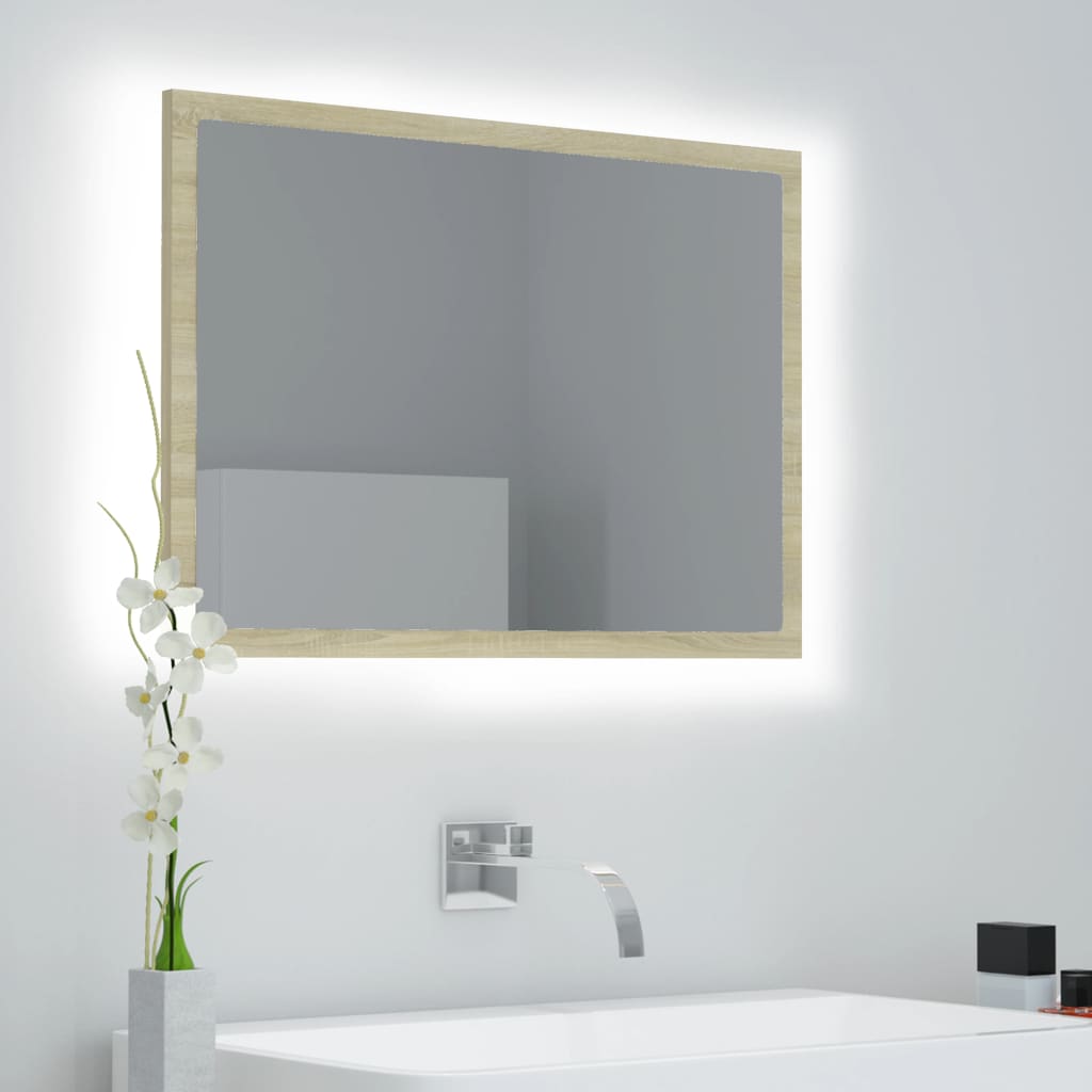 vidaXL LED Bathroom Mirror Sonoma Oak 23.6"x3.3"x14.6" Acrylic