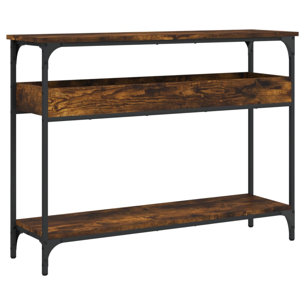vidaXL Console Table with Shelf Smoked Oak 39.4"x11.4"x29.5" Engineered Wood