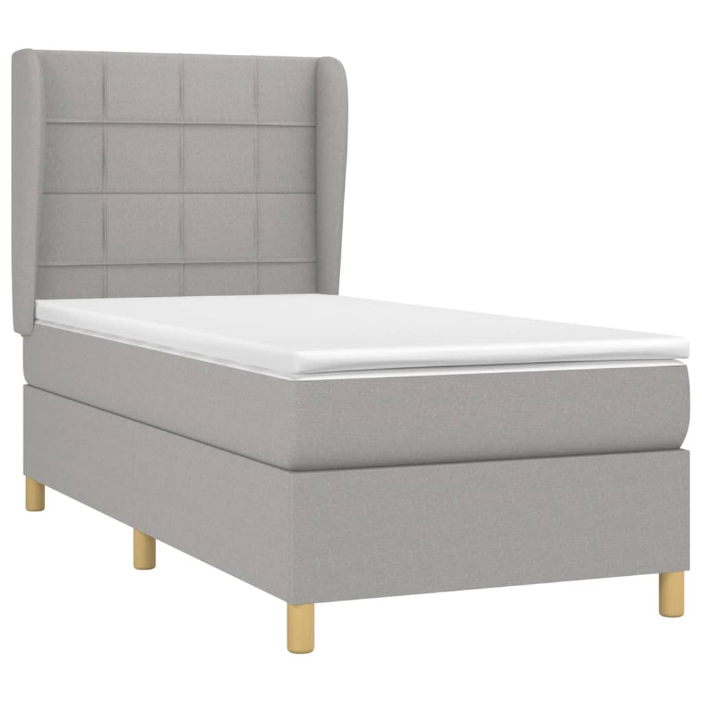 vidaXL Box Spring Bed with Mattress Light Gray Twin Fabric