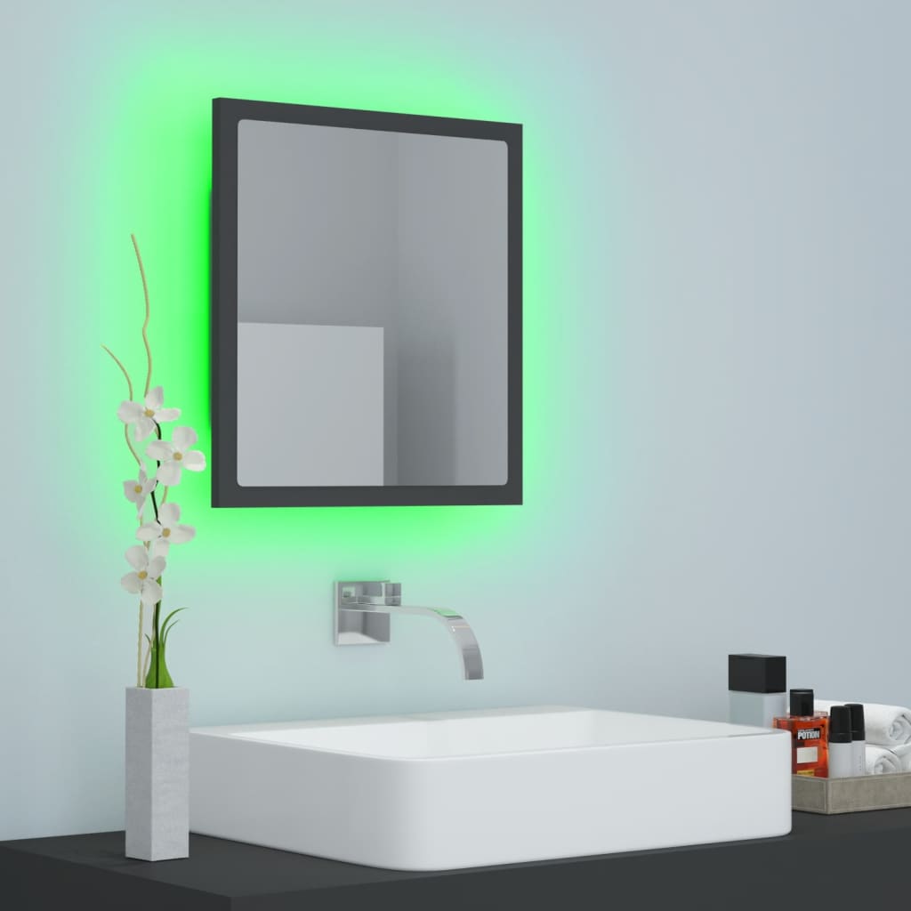 vidaXL LED Bathroom Mirror Gray 15.7"x3.3"x14.6" Chipboard