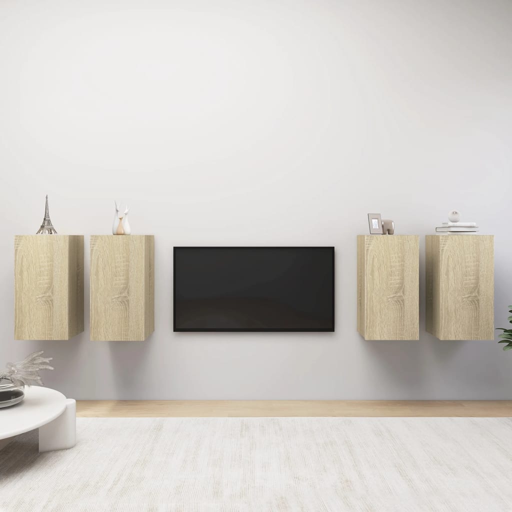 vidaXL TV Cabinets 4 pcs Sonoma Oak 12"x11.8"x23.6" Engineered Wood