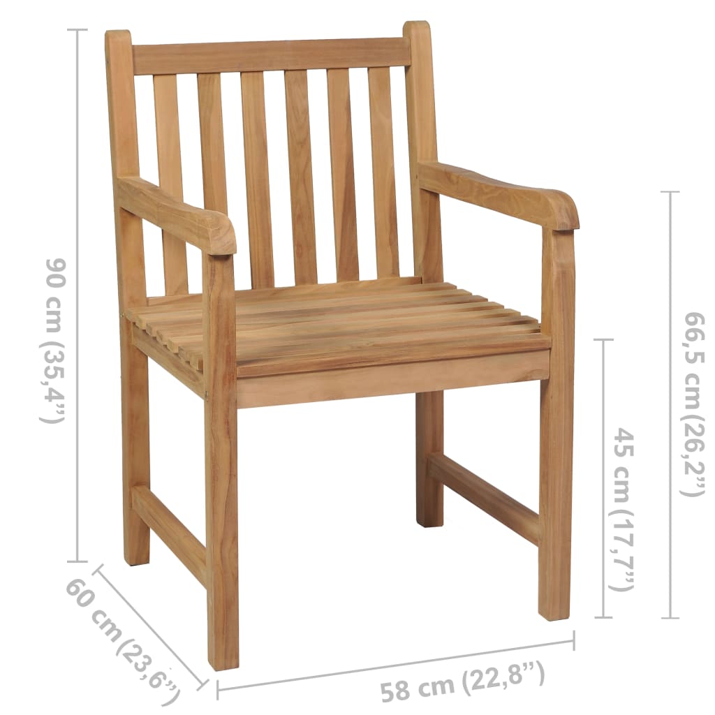 vidaXL Patio Chairs 8 pcs with Gray Cushions Solid Teak Wood
