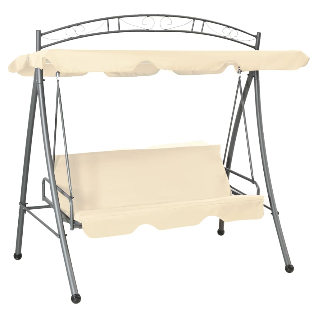 vidaXL Outdoor Convertible Swing Bench with Canopy Sand White