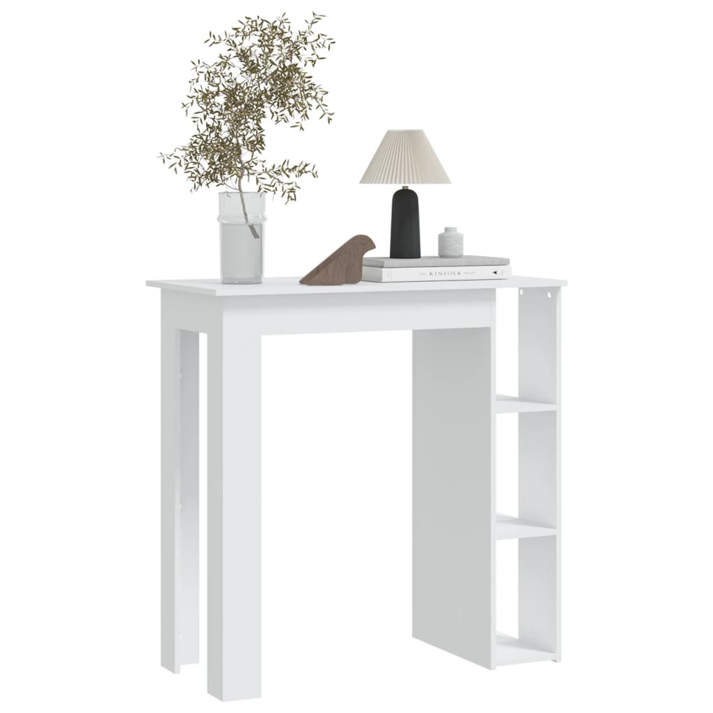 vidaXL Bar Table with Shelf White 40.2"x19.7"x40.7" Engineered Wood