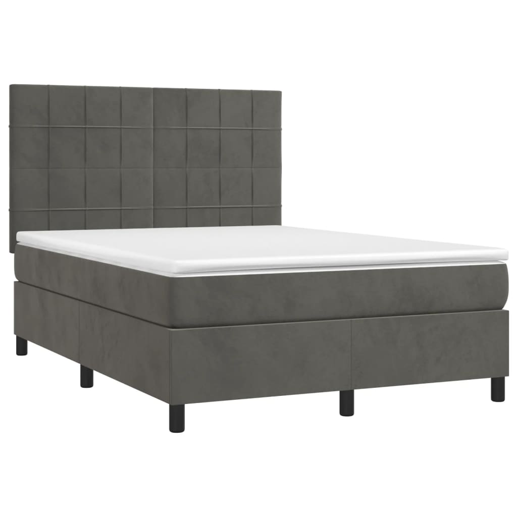 vidaXL Box Spring Bed with Mattress Dark Gray Full Velvet