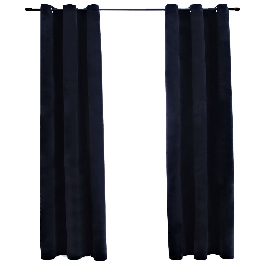 vidaXL Blackout Curtains with Rings 2 pcs Black 37"x63" Velvet