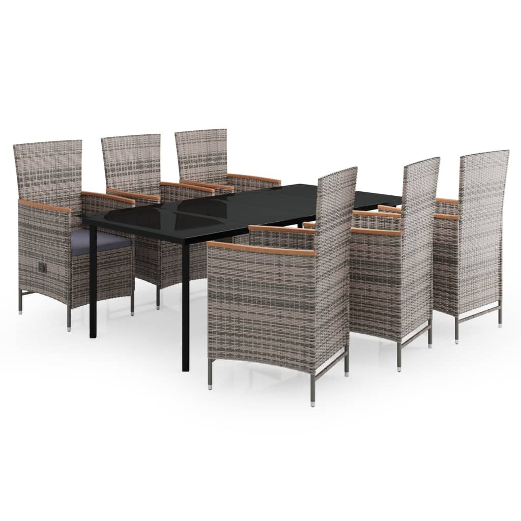 vidaXL 7 Piece Patio Dining Set with Cushions Gray