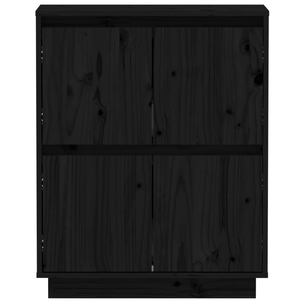 vidaXL Sideboard Black 23.6"x13.4"x29.5" Solid Wood Pine