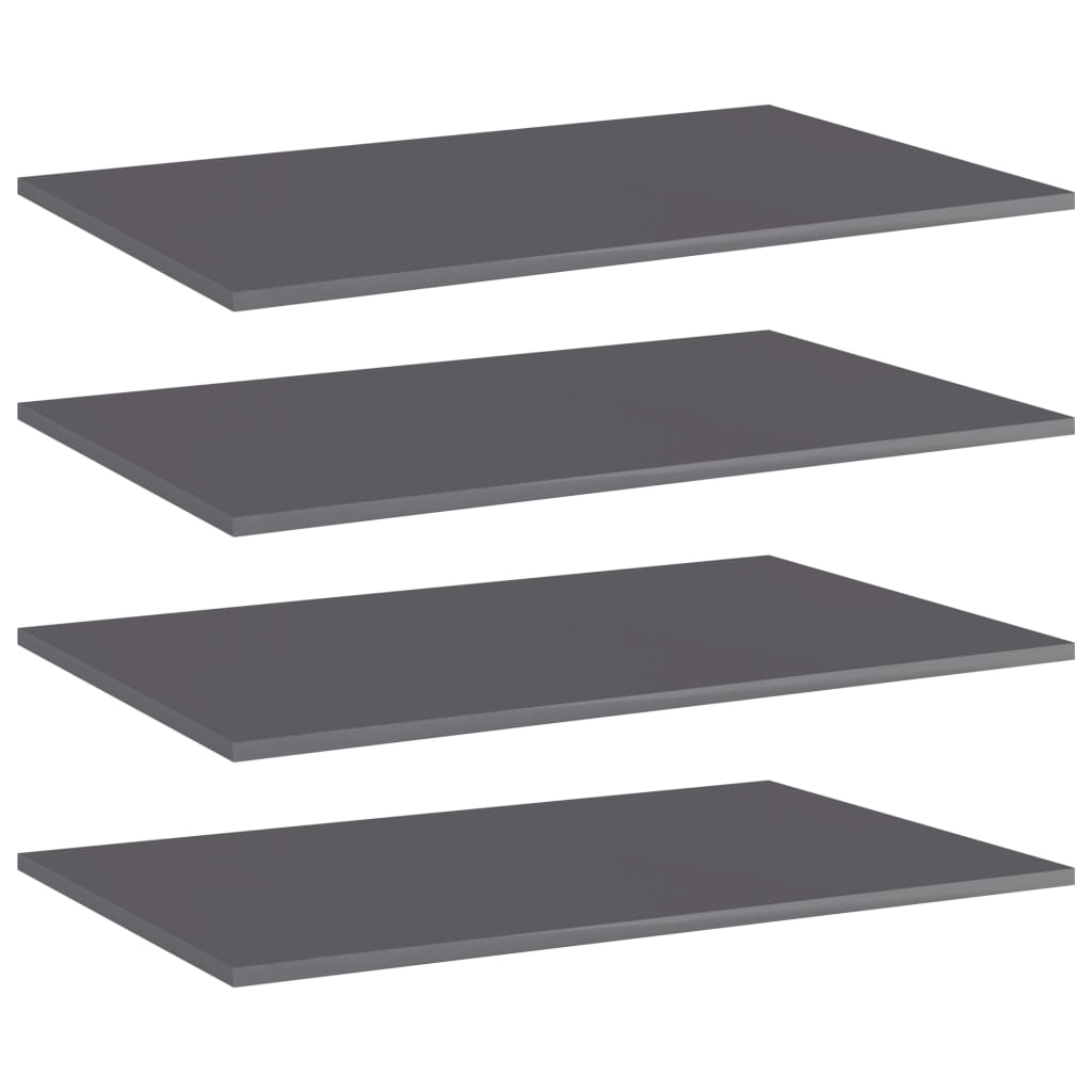 vidaXL Bookshelf Boards 4 pcs High Gloss Gray 31.5"x19.7"x0.6" Engineered Wood