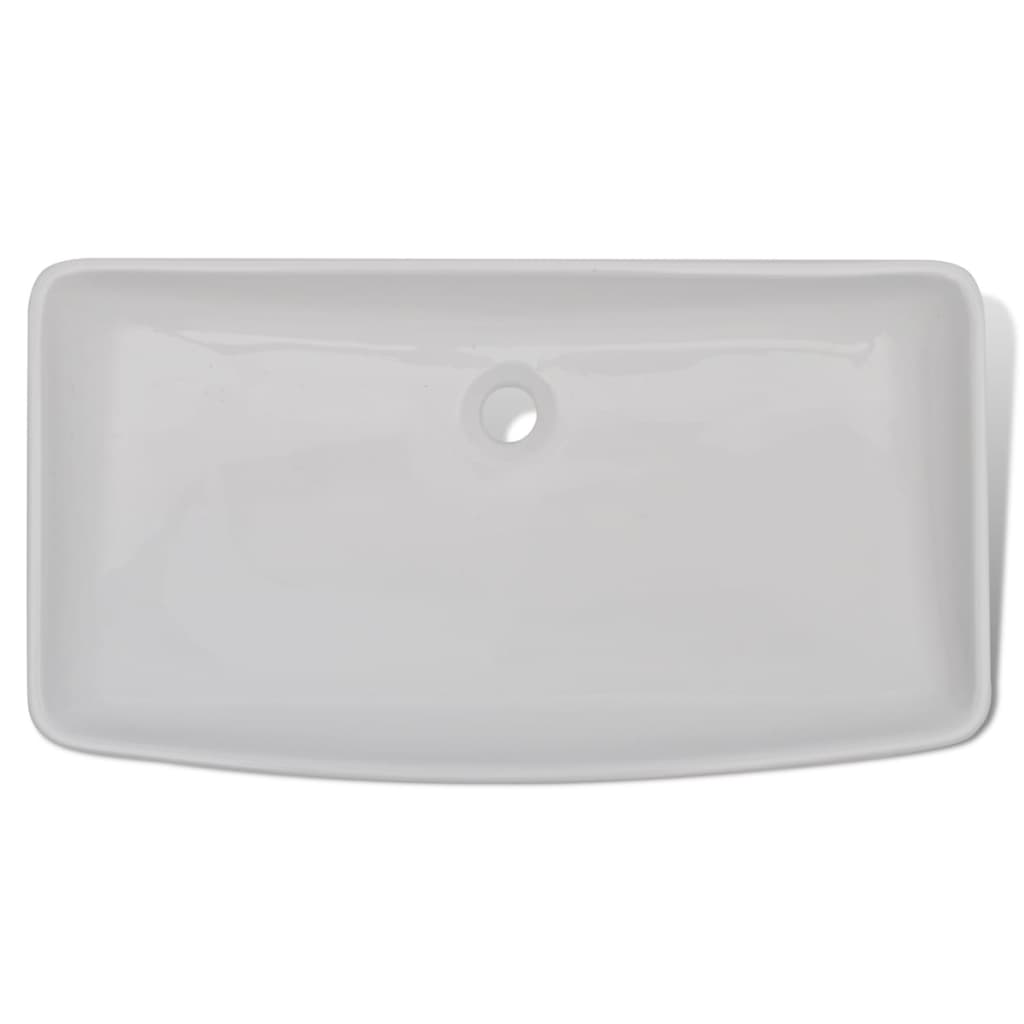 vidaXL Luxury Ceramic Basin Rectangular 28"x15" White