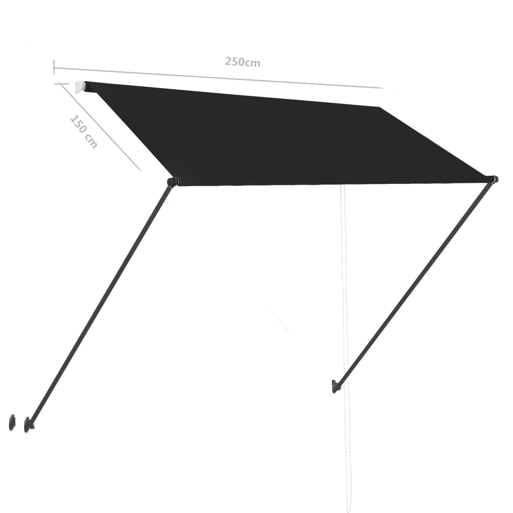 vidaXL Retractable Awning with LED 98.4"x59.1" Anthracite