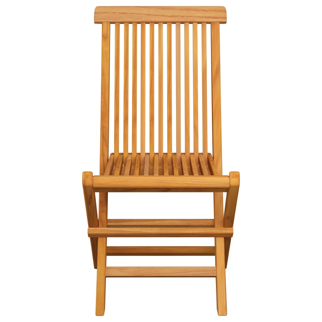 vidaXL Patio Chairs with Green Cushions 4 pcs Solid Teak Wood