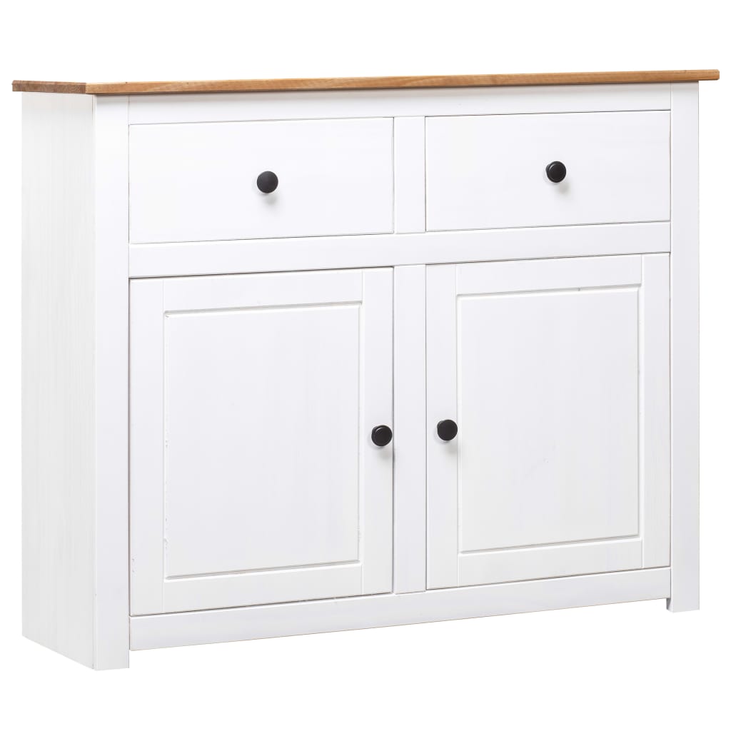 vidaXL Sideboard White 36.6"x15.7"x31.5" Solid Pinewood Panama Range