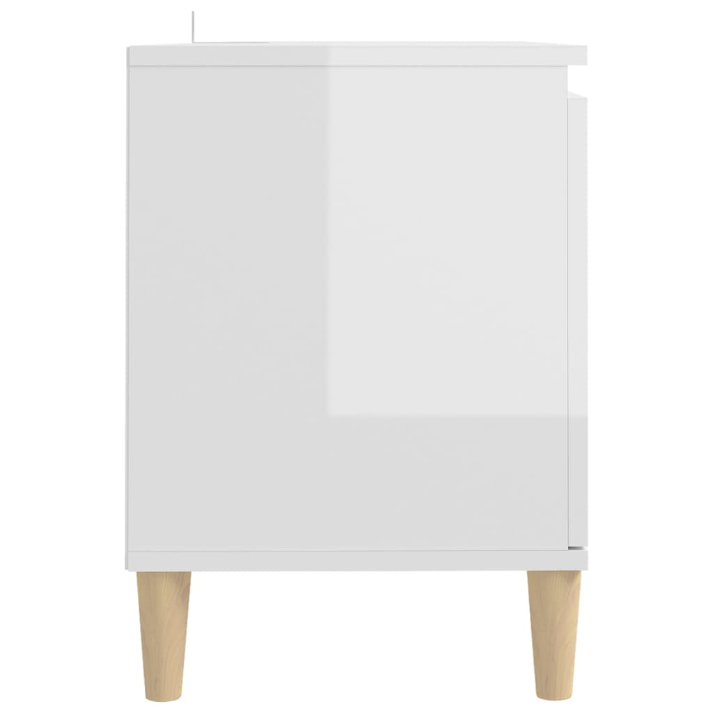 vidaXL TV Stand & Solid Wood Legs High Gloss White 40.7"x13.8"x19.7"