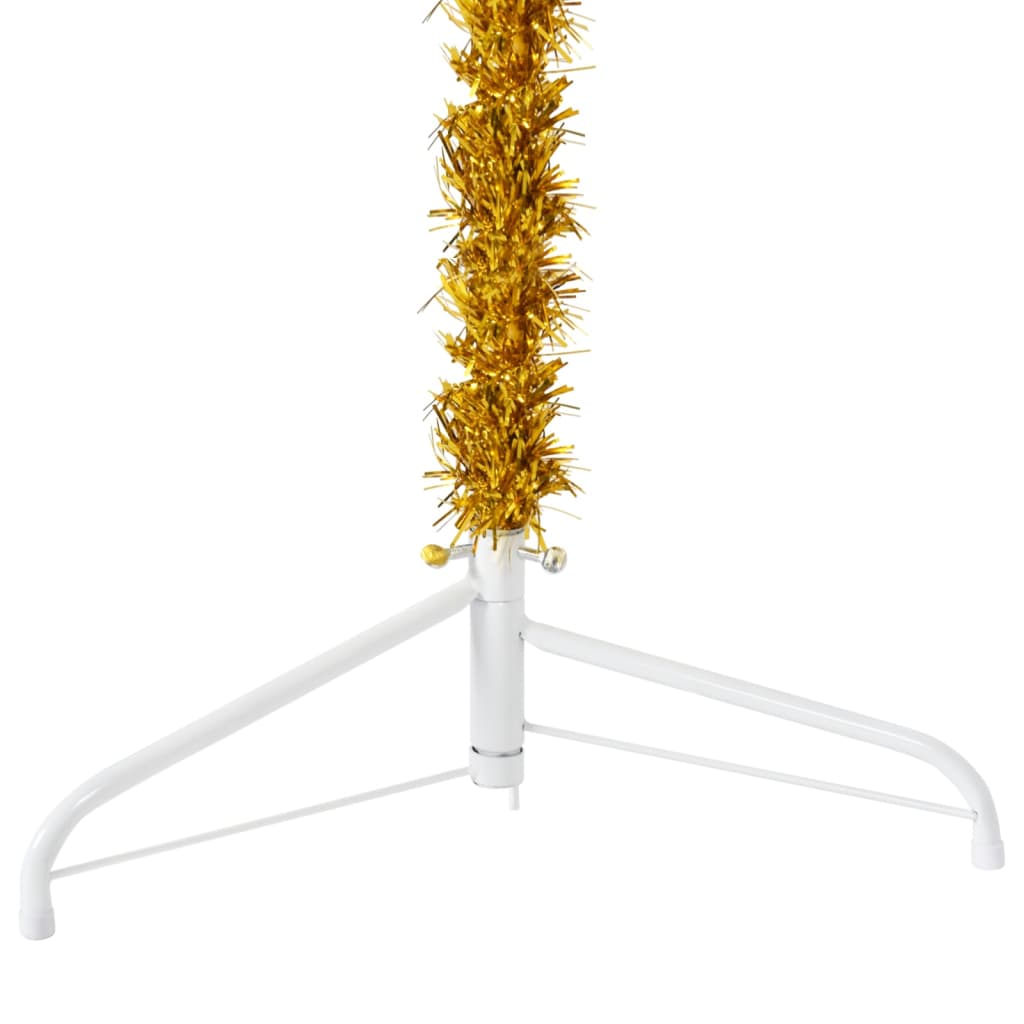 vidaXL Slim Artificial Half Christmas Tree with Stand Gold 8 ft