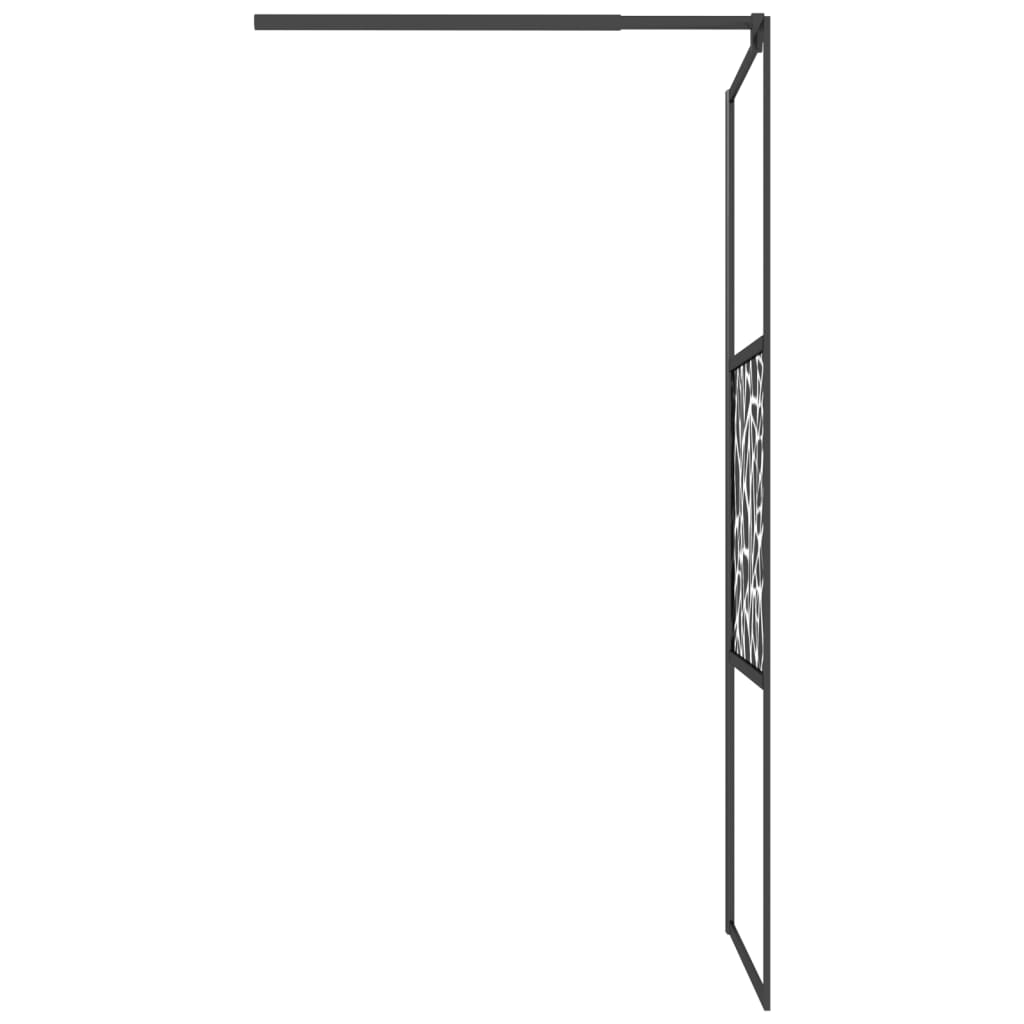 vidaXL Walk-in Shower Wall 31.5"x76.8" ESG Glass with Stone Design Black