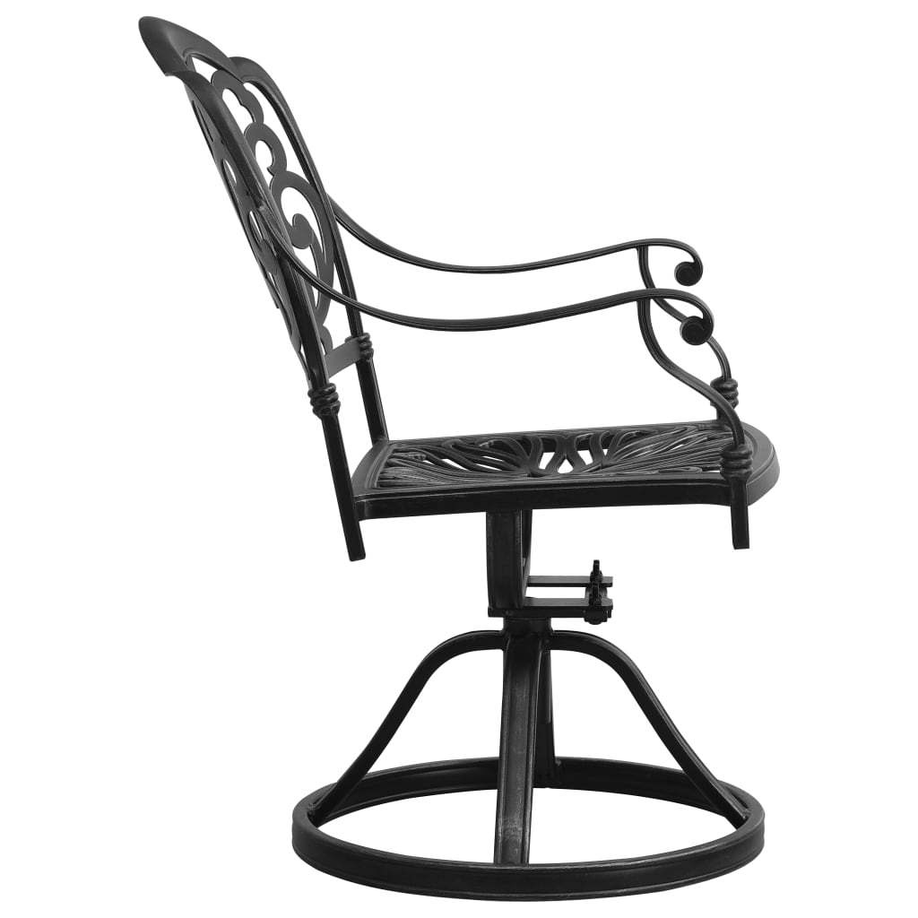 vidaXL Swivel Patio Chairs 2 pcs Cast Aluminum Black