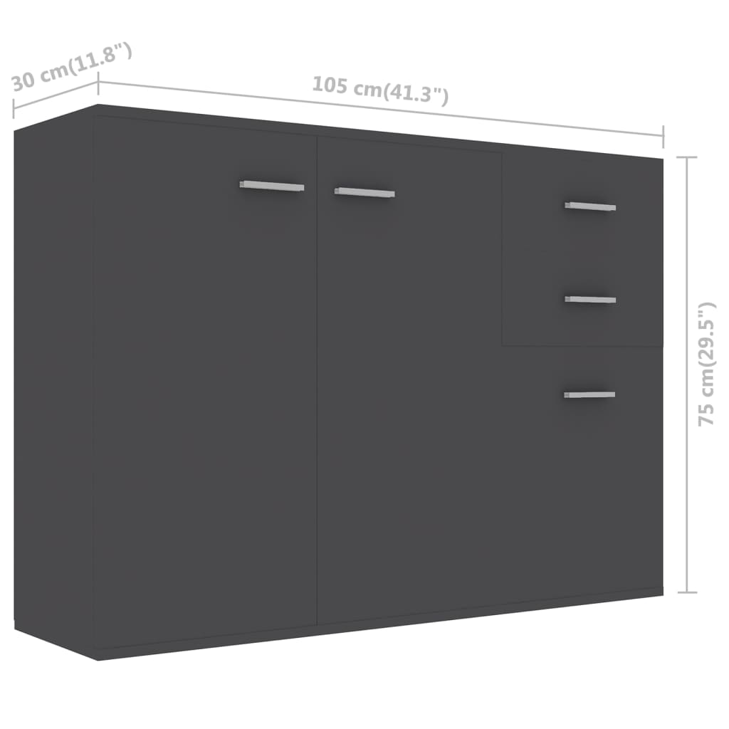 vidaXL Sideboard Gray 41.3"x11.8"x29.5" Engineered Wood