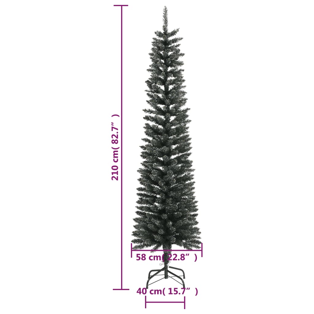 vidaXL Artificial Slim Christmas Tree with Stand Green 7 ft PVC