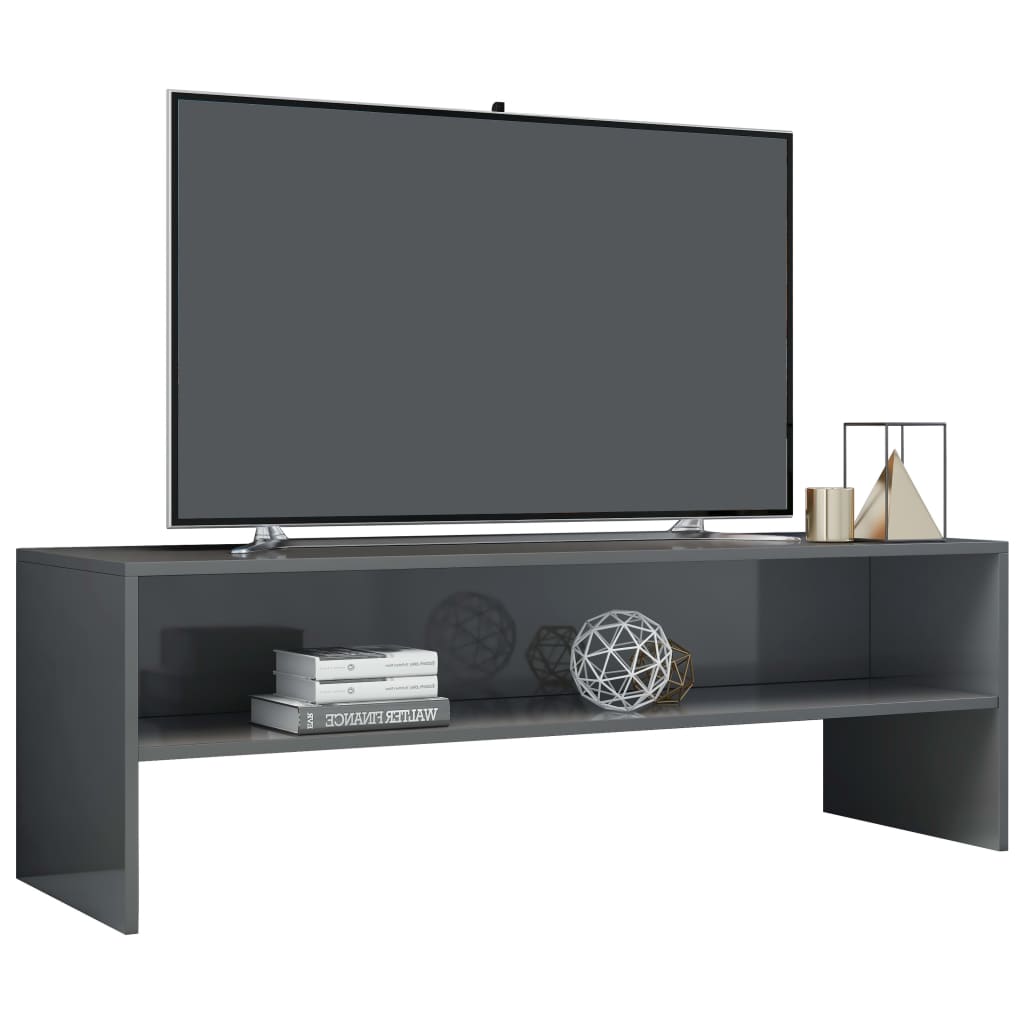 vidaXL TV Cabinet High Gloss Gray 47.2"x15.7"x15.7" Chipboard