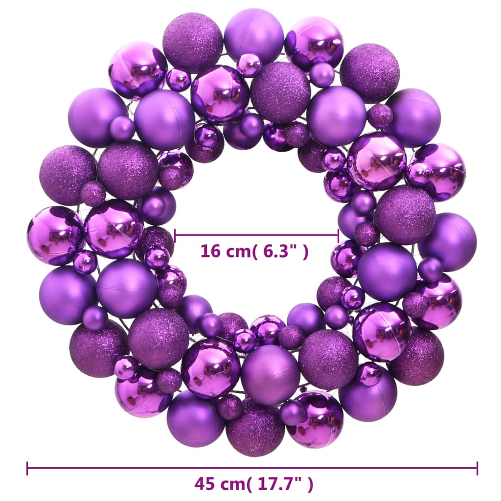 vidaXL Christmas Wreath Purple 17.7" Polystyrene