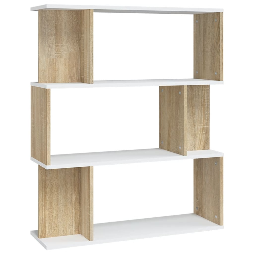 vidaXL Book Cabinet/Room Divider White and Sonoma Oak 31.5"x9.4"x37.8"