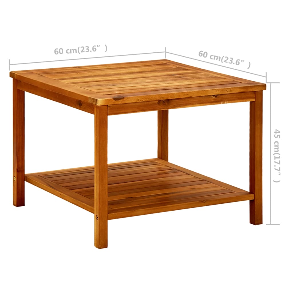 vidaXL Coffee Table 23.6"x23.6"x17.7" Solid Acacia Wood
