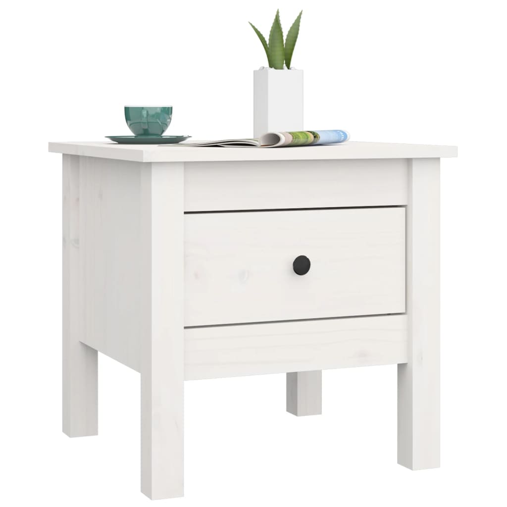 vidaXL Side Table White 15.7"x15.7"x15.4" Solid Wood Pine