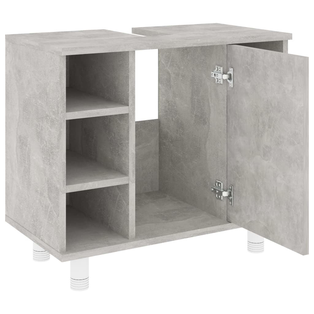 vidaXL 4 Piece Bathroom Furniture Set Concrete Gray Engineered Wood