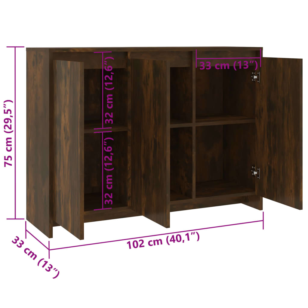 vidaXL Sideboard Smoked Oak 40.2"x13"x29.5" Engineered Wood