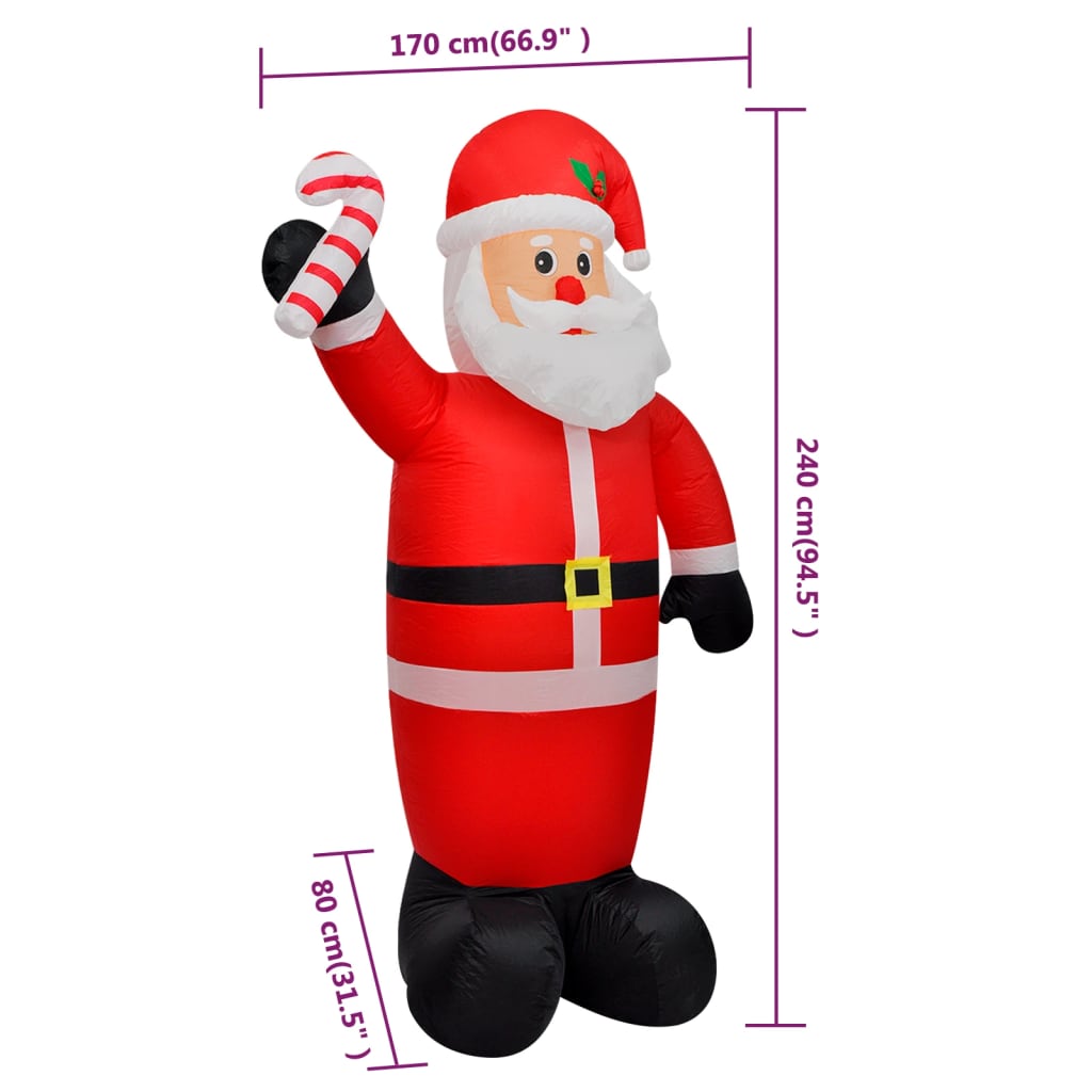 vidaXL Christmas Inflatable Santa Claus with LEDs 8 ft