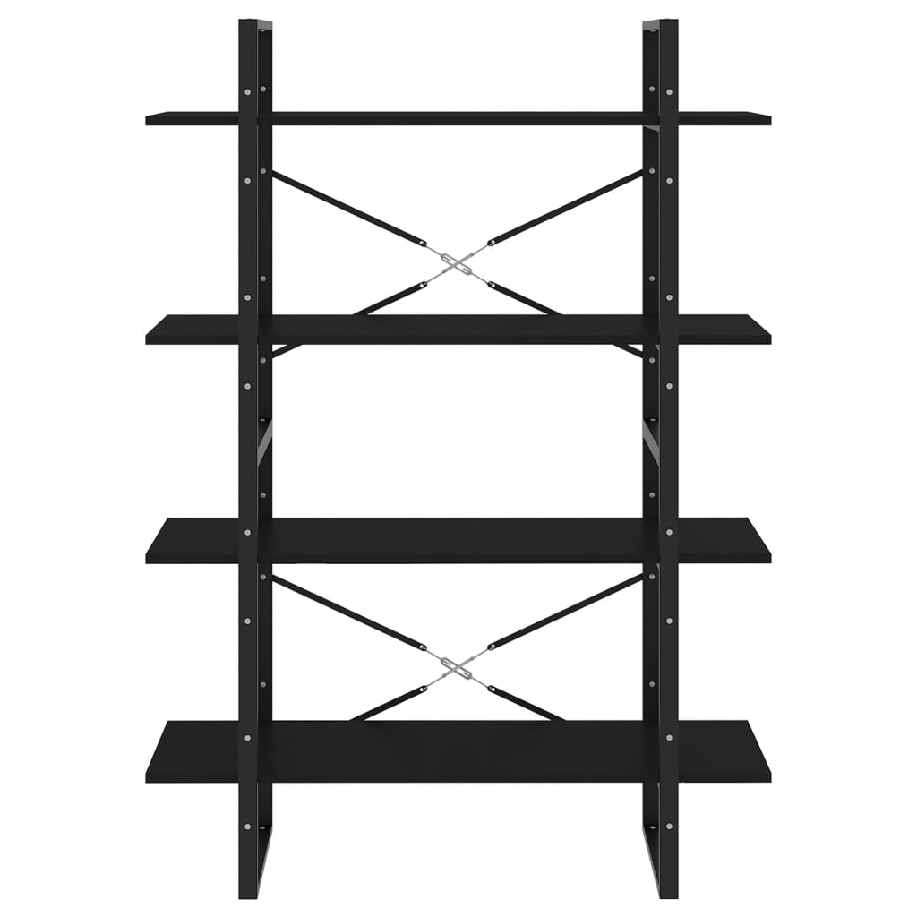 vidaXL 4-Tier Book Cabinet Black 39.4"x11.8"x55.1" Engineered Wood