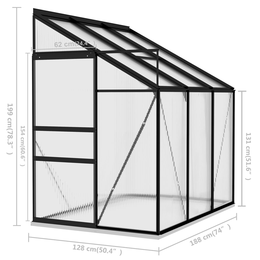 vidaXL Greenhouse Anthracite Aluminum 140.1 ft³