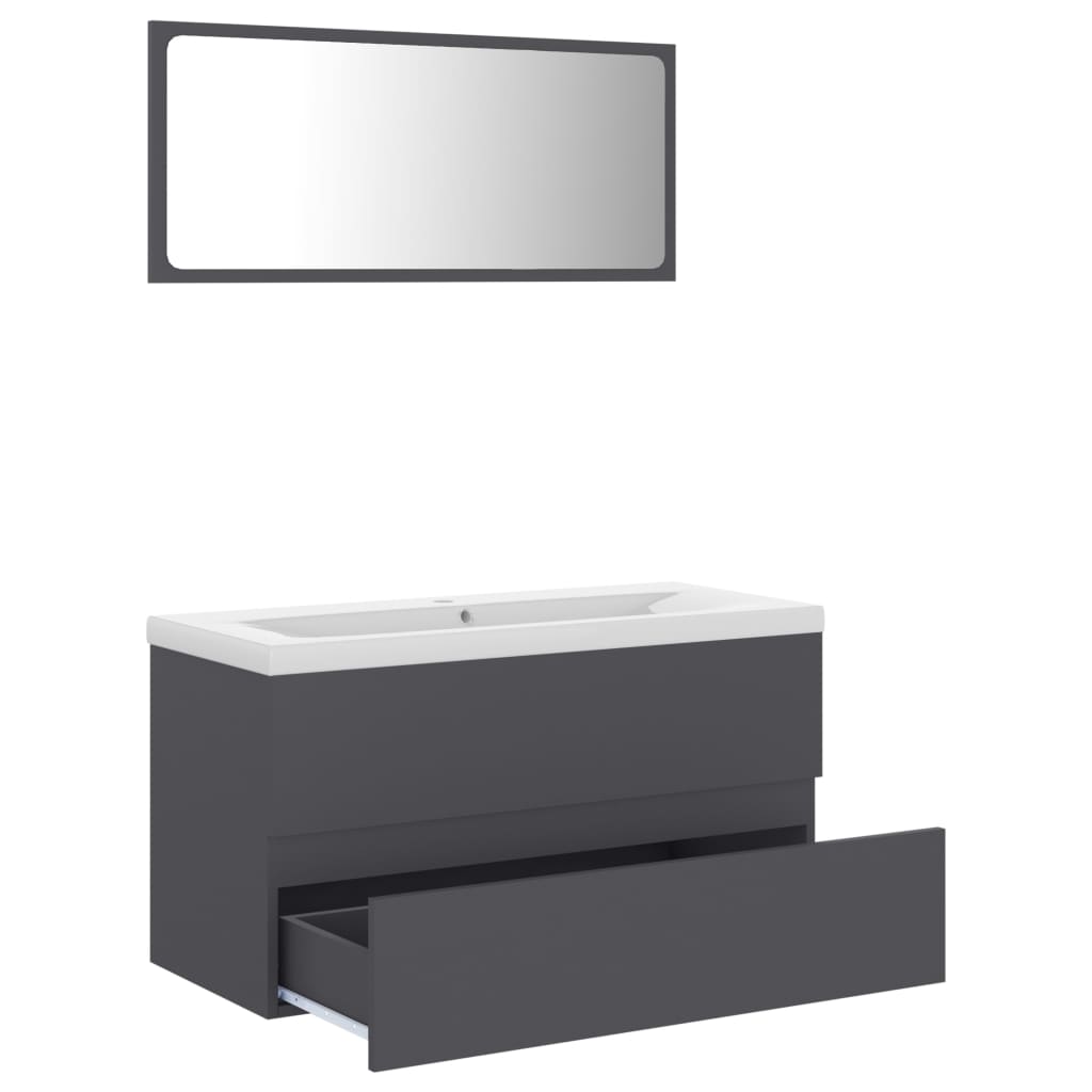 vidaXL Bathroom Furniture Set Gray Engineered Wood