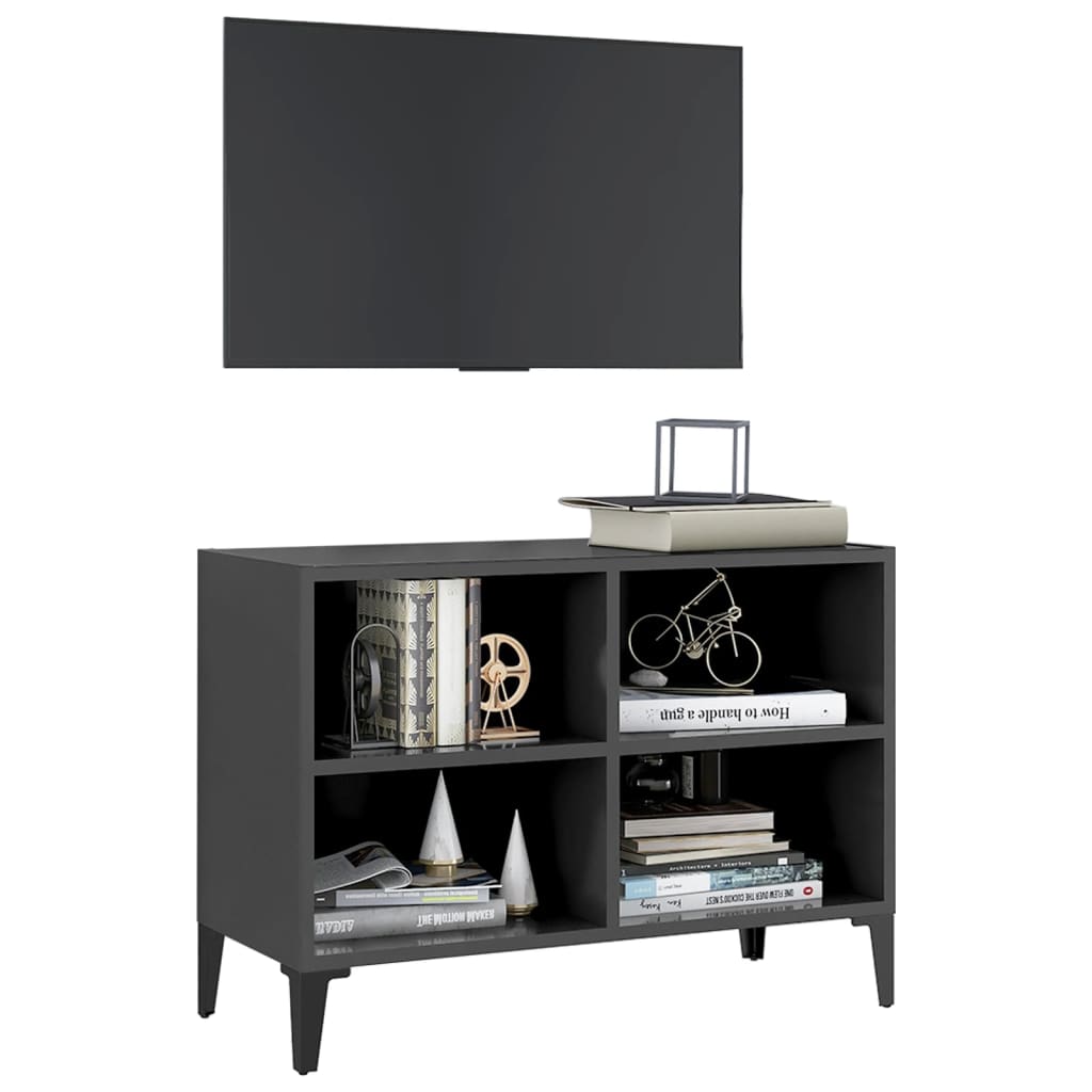 vidaXL TV Stand with Metal Legs Gray 27.4"x11.8"x19.7"