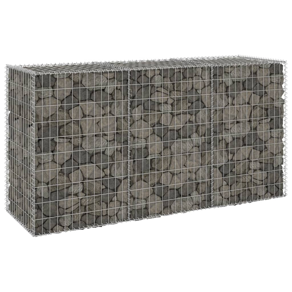 vidaXL Gabion Wall with Covers Galvanized Steel 78.7"x23.6"x39.4"