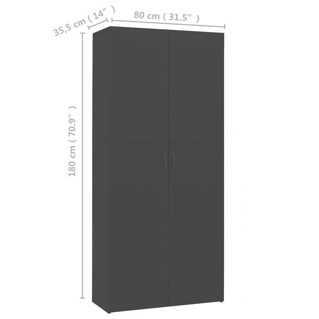 vidaXL Shoe Cabinet Gray 31.5"x14"x70.9" Engineered Wood