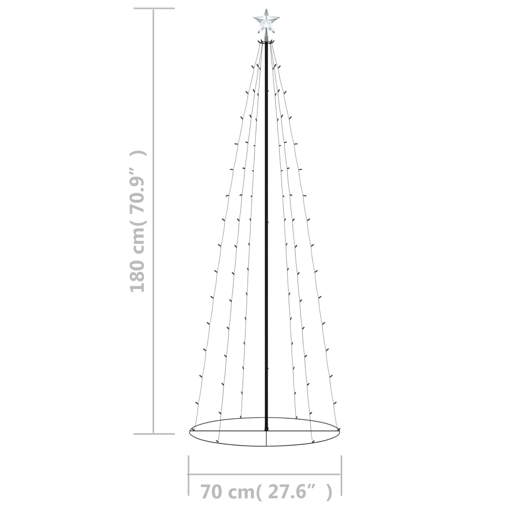 vidaXL Christmas Cone Tree Cold White 100 LEDs Decoration 2x6 ft