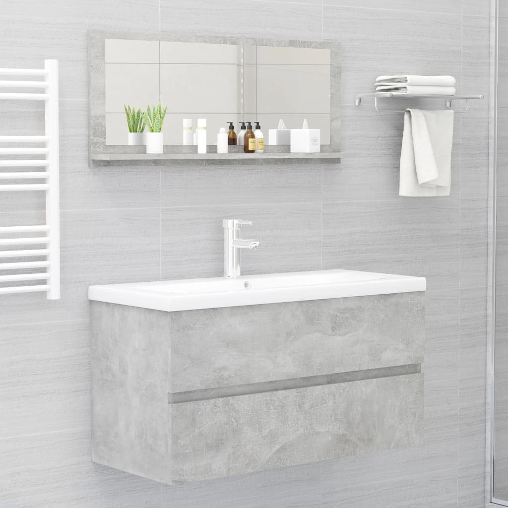 vidaXL Bathroom Mirror Concrete Gray 35.4"x4.1"x14.6" Engineered Wood