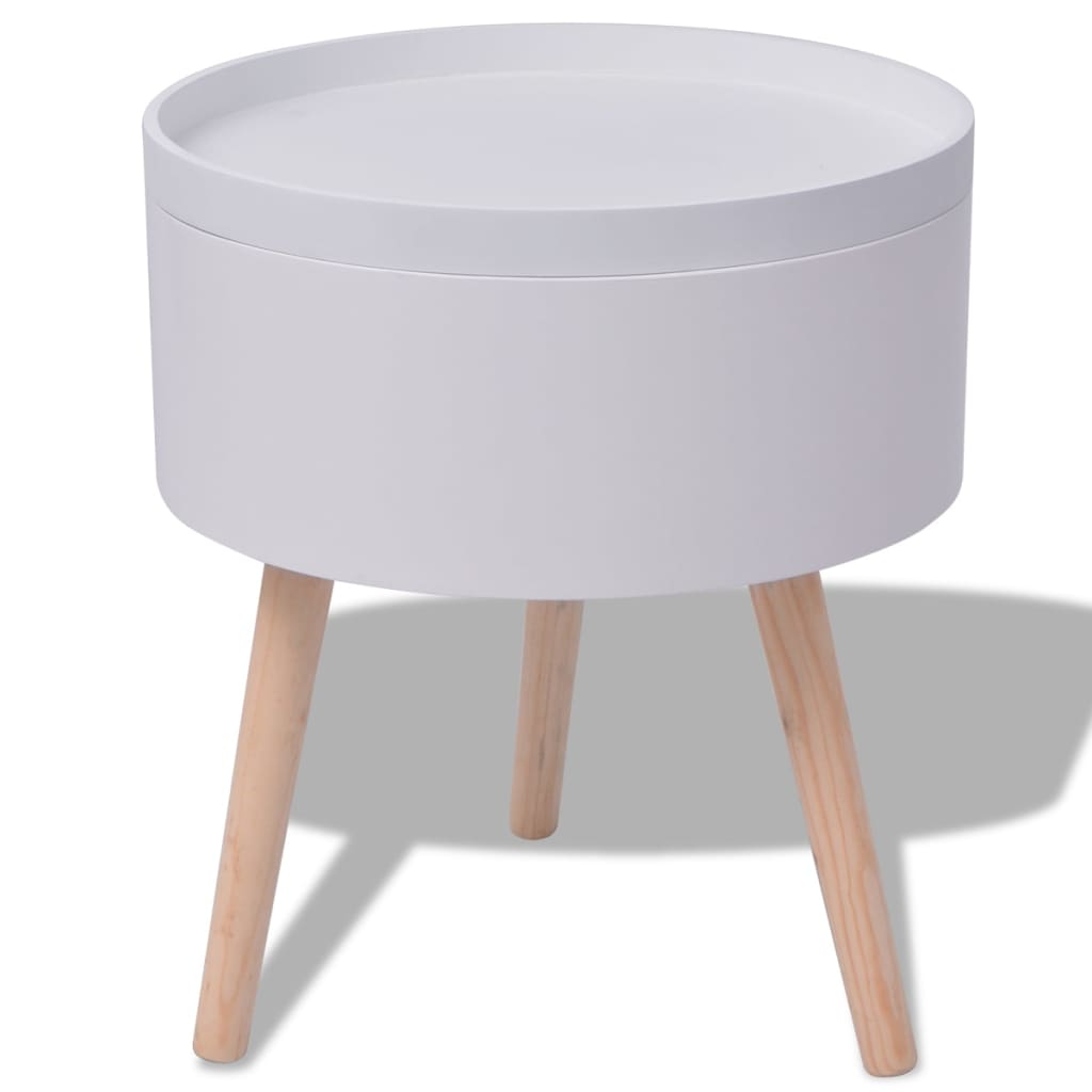 vidaXL Side Table with Serving Tray Round 15.6"x17.5" White